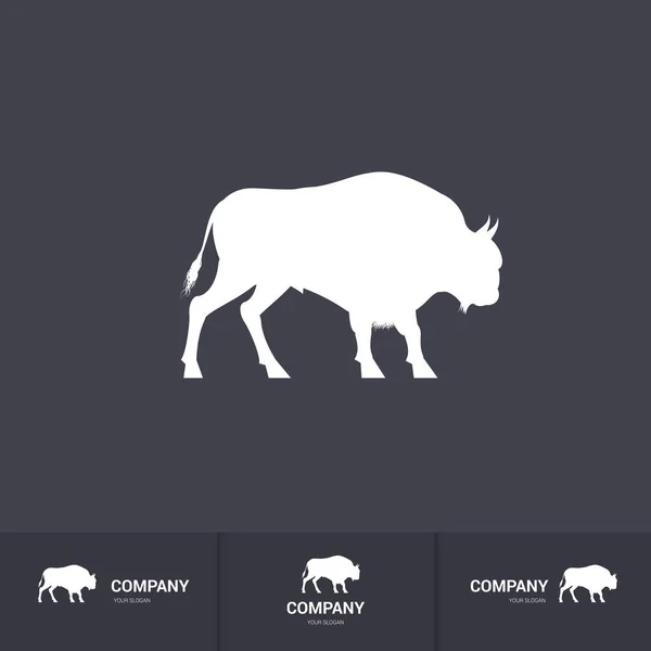 Stylized White Bisone Mascot Logo Template — Stock Vector