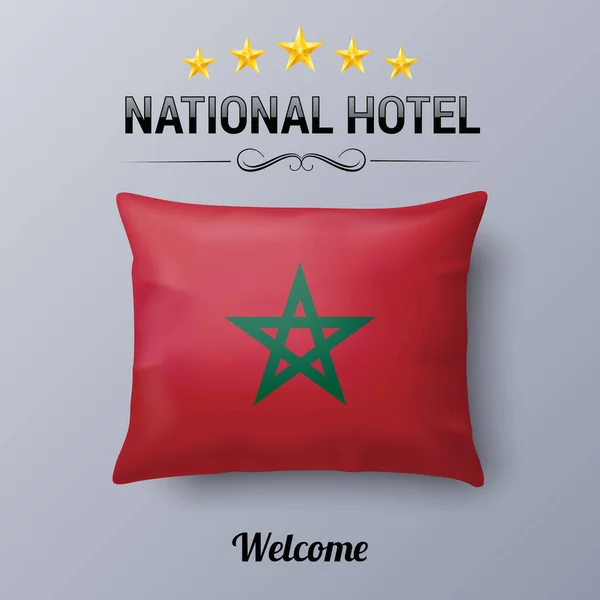 Realistic Pillow Flag Morocco Symbol National Hotel Flag Pillow Cover — Stock Vector