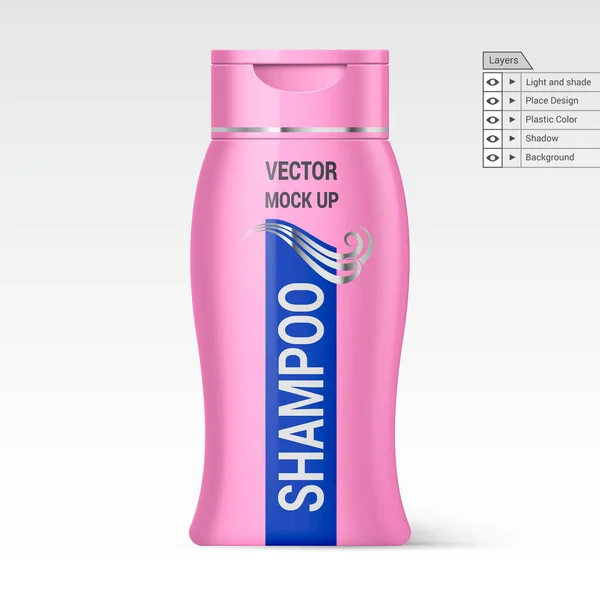 Champú Botella Plástico Rosa Aislado Sobre Fondo Blanco Capas Vectoriales — Vector de stock