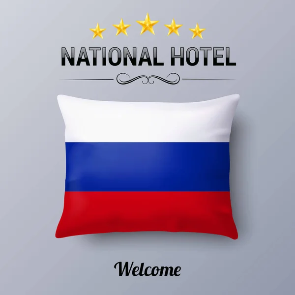 Realistic Pillow Flag Russian Federation Symbol National Hotel Flag Pillow — Stock Vector