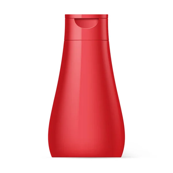 Červené Plastové Láhve Šampon Balení Izolované Přes Bílé Pozadí — Stockový vektor