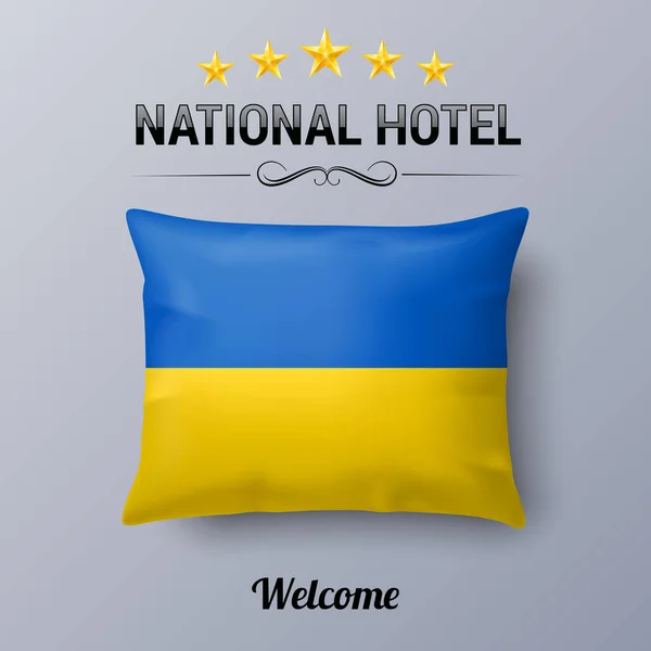 Almohada Realista Bandera Ucrania Como Symbol National Hotel Bandera Funda — Vector de stock