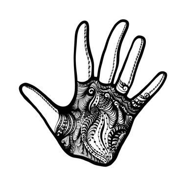 Soyut El Deseni Tasarım Simgesi Beyaz Arkaplanda