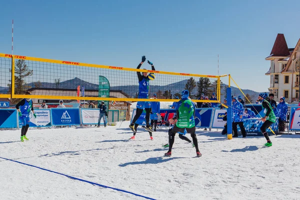 Sheregesh Russian Federation April 2021 Final Tournament Russian Snow Volleyball — Stock Photo, Image