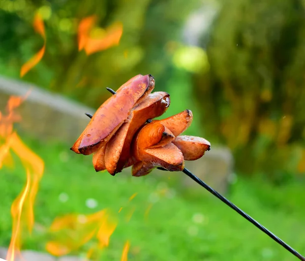 Sausage and fire — Stock Photo, Image