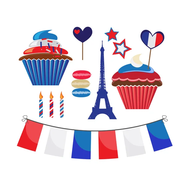 Uppsättning ikoner för fransk stil party — Stock vektor
