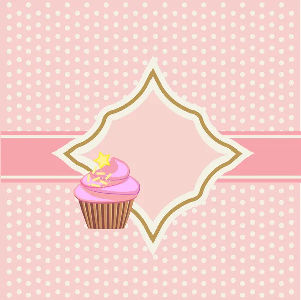 Bakgrund med cupcake och dekoration — Stock vektor