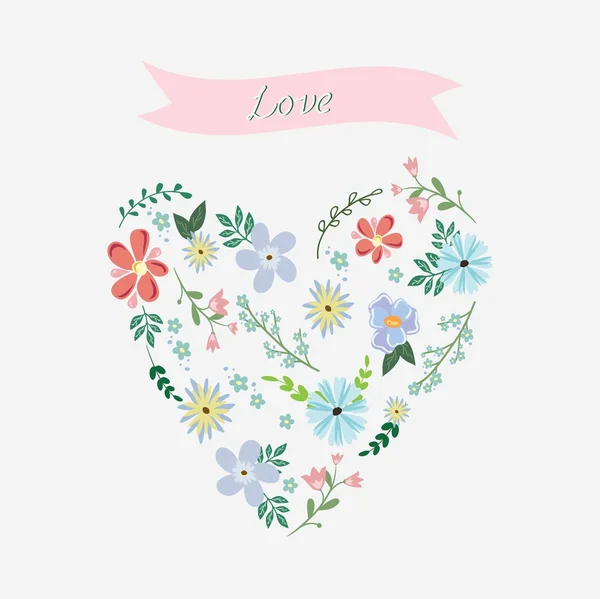 Corazón de flores — Vector de stock