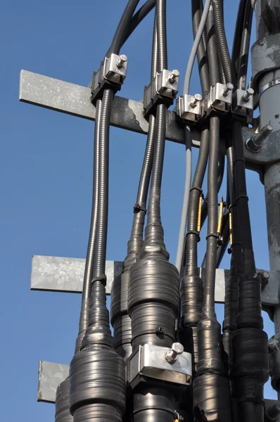 The waveguide cable networks, on the tower construction — Stock Photo, Image