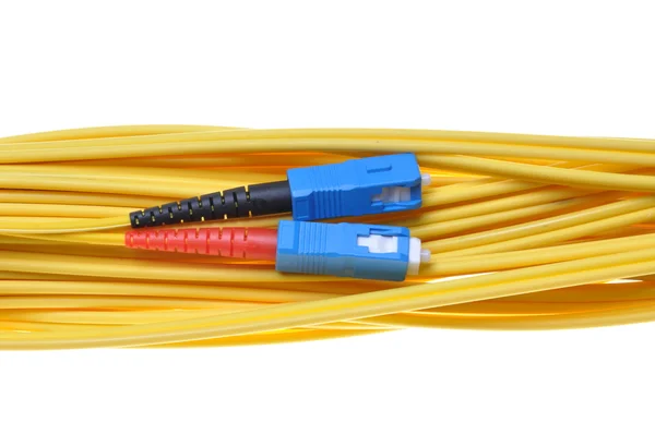 Cable de conexión de fibra monomodo SC-PC, dúplex —  Fotos de Stock