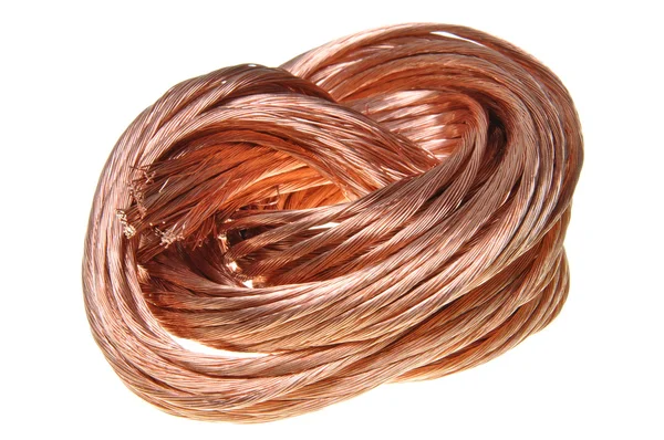Fio de cobre isolado em fundo branco — Fotografia de Stock