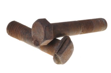 eski paslı izole üzerinde beyaz arka cıvata