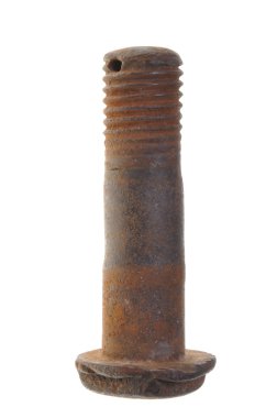 Beyaz arka plan üzerinde izole eski paslı cıvata