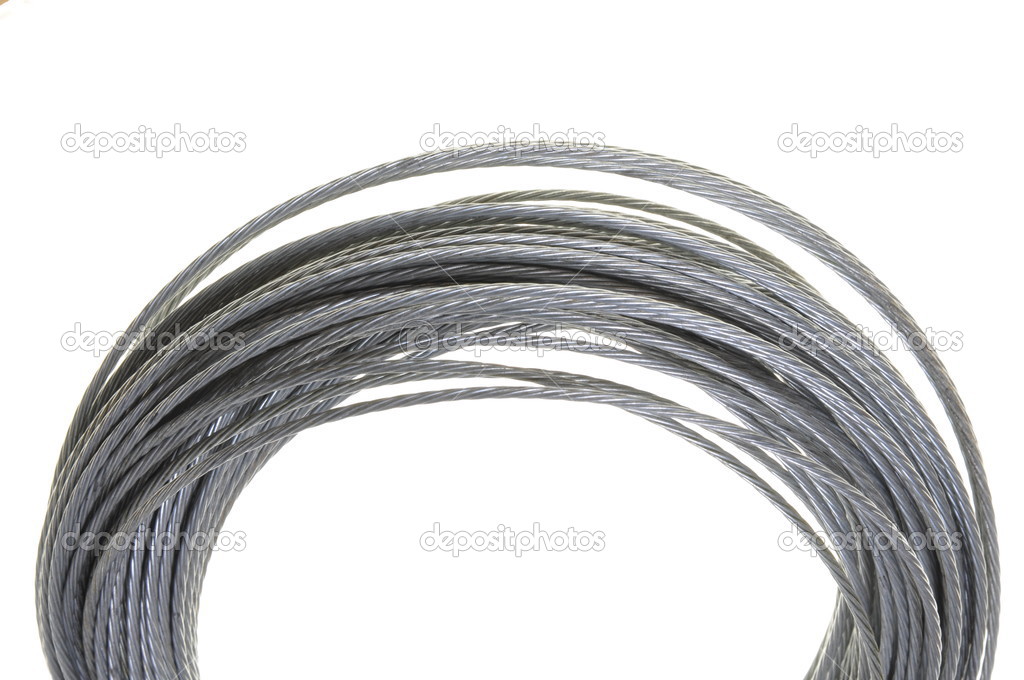Steel cable isolated on white background