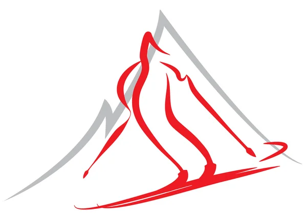 Vektor-Symbol des Skifahrens — Stockvektor