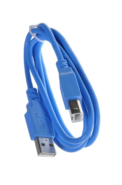 USB azul cable de la computadora —  Fotos de Stock