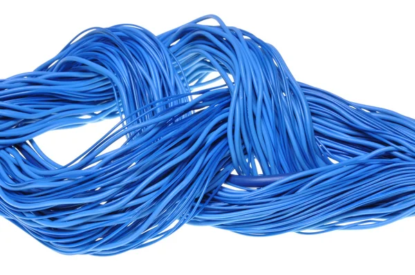 Rede de internet abstrata, cabos azuis — Fotografia de Stock