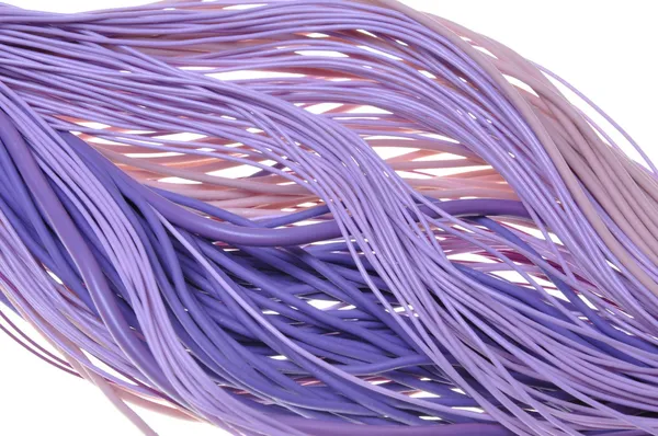 Bundles of violet computer cables — Stock Photo, Image