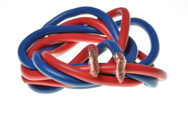 Blue and red cord used on electrical installations — Stock Photo, Image