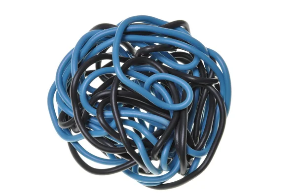 Blue and black ball of cord used on electrical installations — Stock Photo, Image