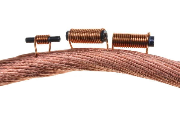 Copper coils and wires — Stock Photo, Image