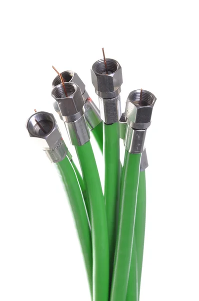 Câble coaxial vert tv connecteurs filaires — Photo