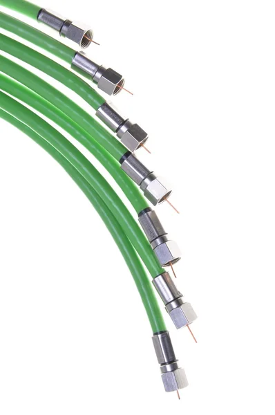 Zöld koaxiális kábel tv csatlakozók — Stock Fotó