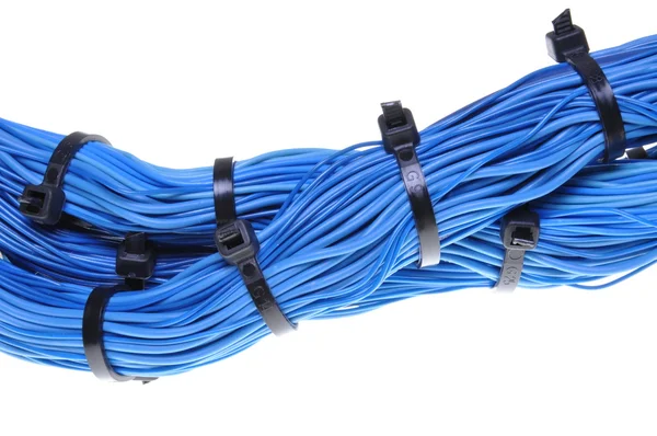 Abstract connections in global computer networks, blue cables — Stock Photo, Image