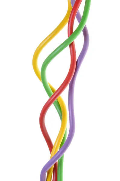 Многоцветные электрические кабели — стоковое фото