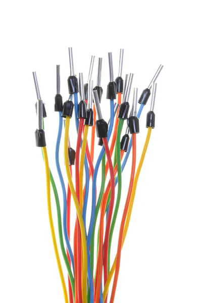 Elektrische kabels met terminals in beschermende pijp — Stockfoto