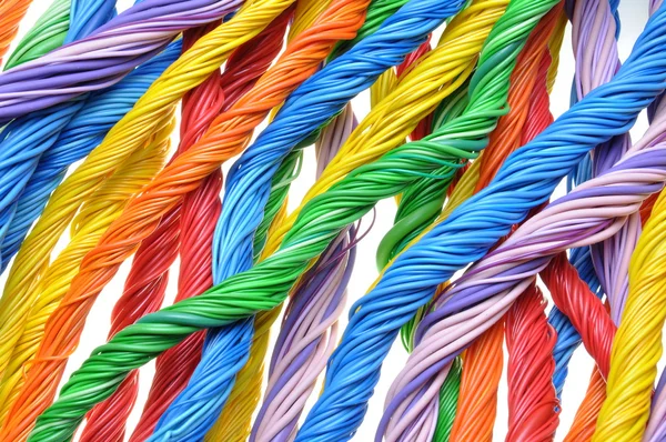 Veelkleurige computer kabel bundels — Stockfoto
