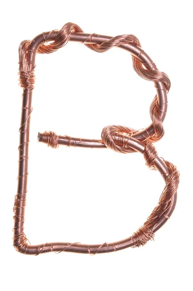 Twisted copper wire in the shape of the letter B — Stock Photo, Image