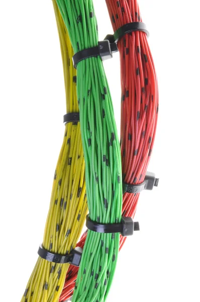 Bundle of cables with cable ties — Stock Photo, Image