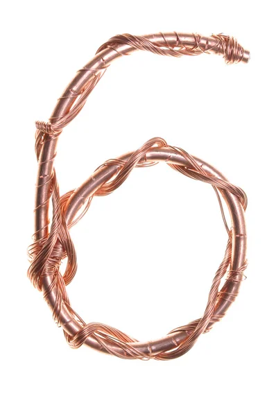 Twisted copper number six — Stock Photo, Image