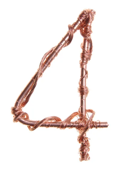 Twisted copper wire number four — Stock Photo, Image