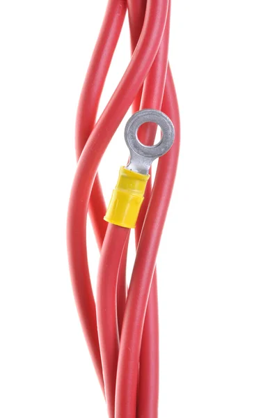 Elektrische Kabel mit isoliertem Ringklemmanschluss — Stockfoto