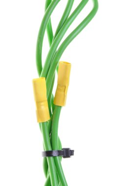 terminalleri ile mavi elektrik telleri