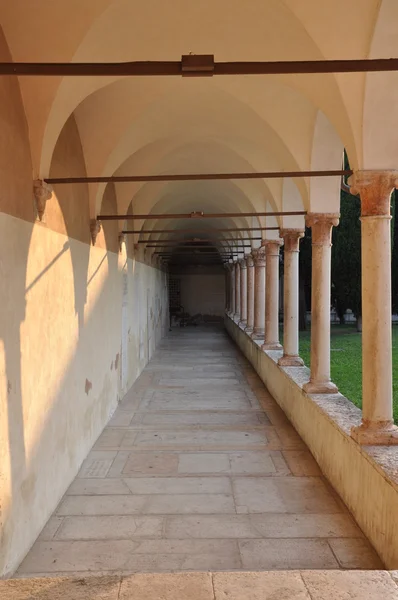 Cloister with pillars in the church — Stock Photo, Image