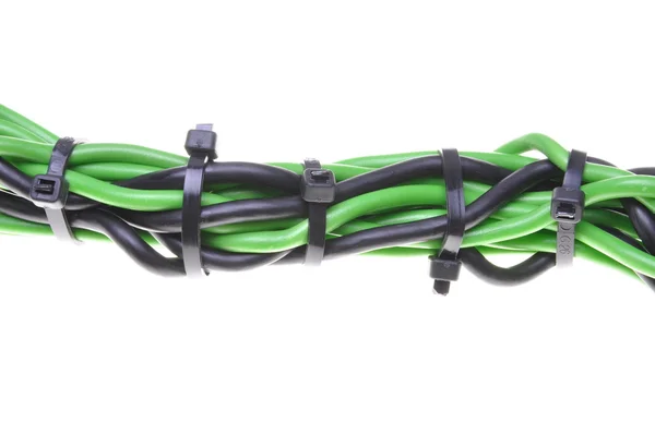 Macht aansluitkabel met kabelbandjes — Stockfoto