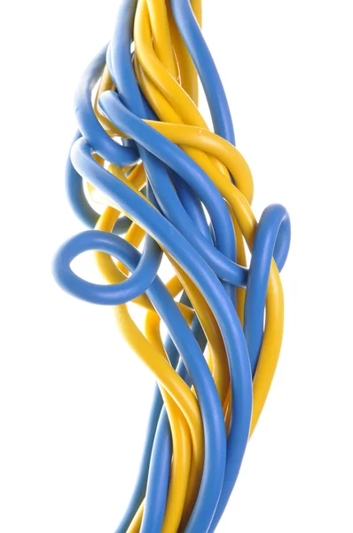 Massa färgglada elektriska kablar — Stockfoto