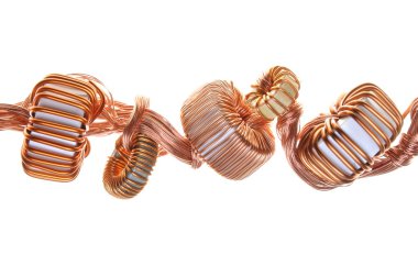 Coils and copper wire, power consumption in the industry clipart