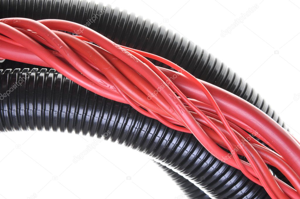 Corrugated pipe with cables