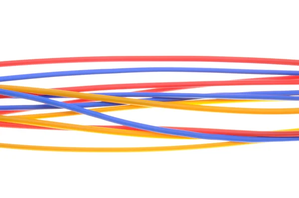Alambres coloreados utilizados en redes eléctricas e informáticas — Foto de Stock