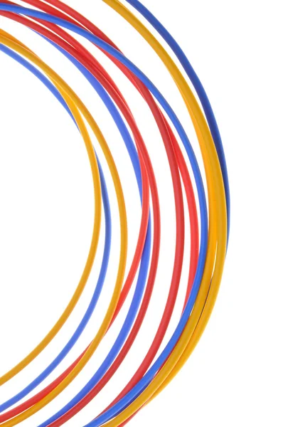 Colored wires used in electrical and computer networks — Stock Photo, Image