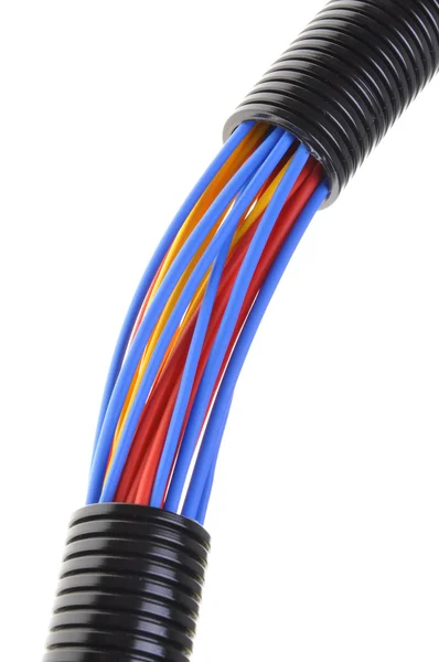 Tubo corrugado con cables — Foto de Stock