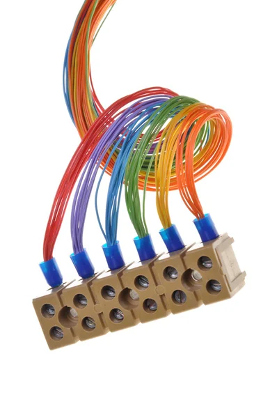 Telepítés elektromos kábelek, sorkapcsok — Stock Fotó