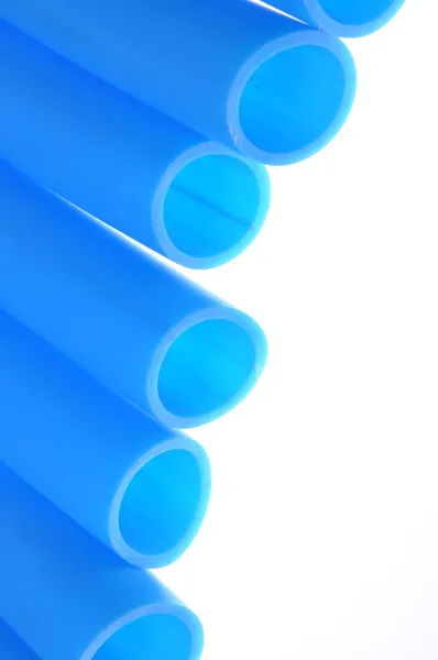 Modré trubky polyvynylchloridové — Stock fotografie