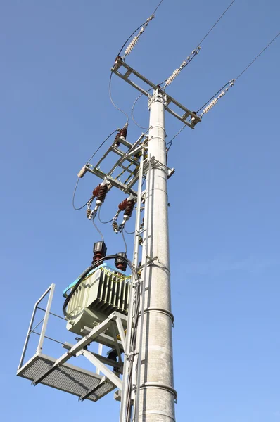 Electric pole with a transformer — Stock Photo, Image