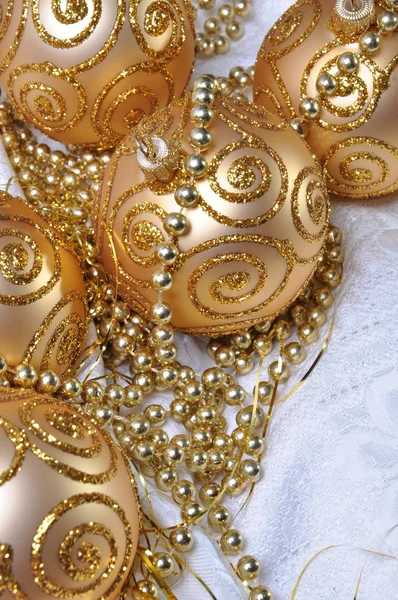 Group gold Christmas balls — Stock Photo, Image