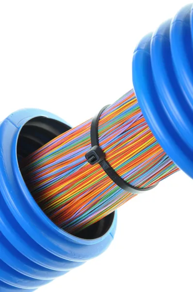 Corrugated pipe withe cables — Stock Photo, Image
